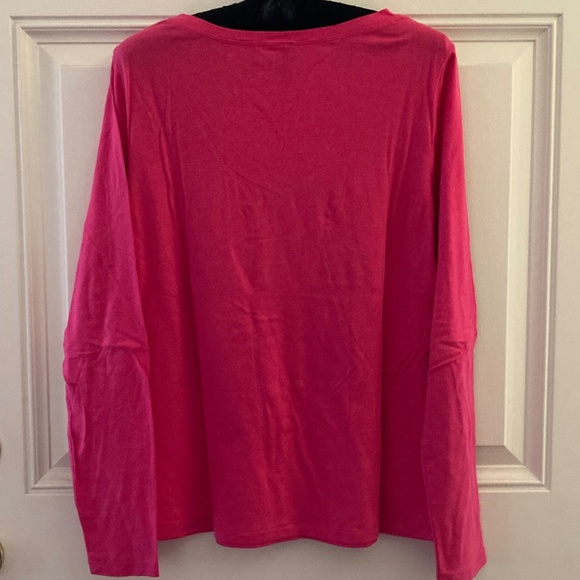 Shimera Long Sleeve V-Neck T-Shirt/Cotton Modal & Spandex/Bright Pink/Sz M/NEW! - Picture 3 of 3